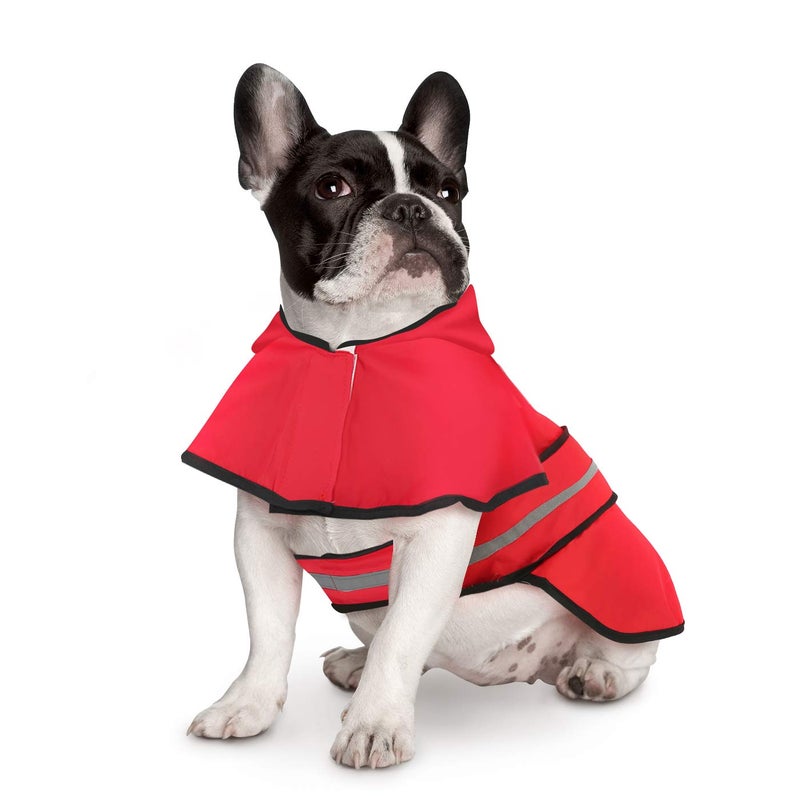 HDE Dog Raincoat Jacket Reflective Adjustable Hooded Pet Poncho Rain Coat with Leash Hole for Small to X-Large Dogs Red - M - Image 2